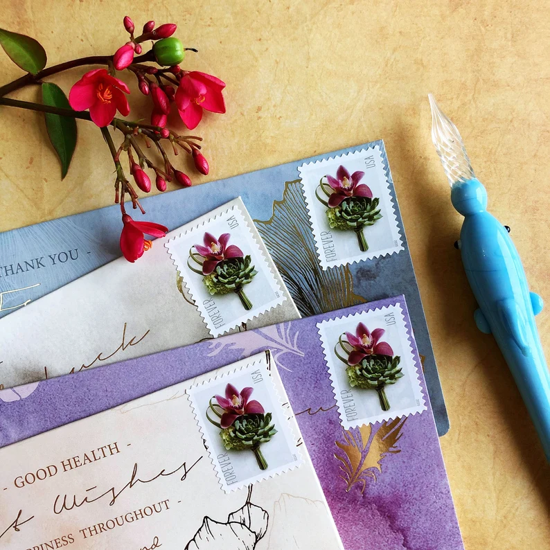 succulent stamps usps USPS Contemporary Boutonniere Forever First Class Postage Stamp-Total – Lovely Kard