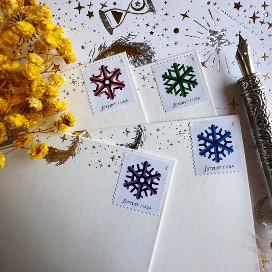 USPS Geometric Snowflakes Forever Postage Stamps- Total of 100 Stamps