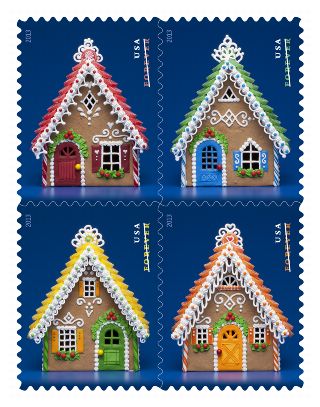 Gingerbread Houses USPS Forever Postage Stamp- Total of 100 Stamps