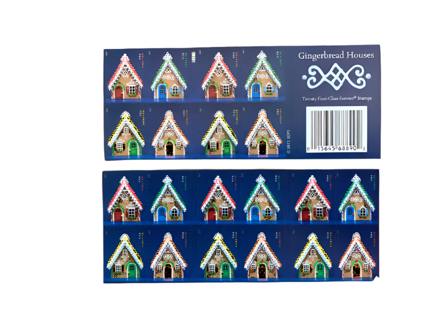 Gingerbread Houses USPS Forever Postage Stamp- Total of 100 Stamps