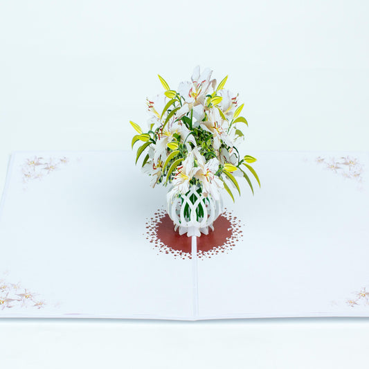 White Lily Pop Up Card Perfect For Wedding Invites, Save The Date, Thank You Cards, Birthday Card, Mothers Day Card, Valentines Day Cards, Anniversary Card