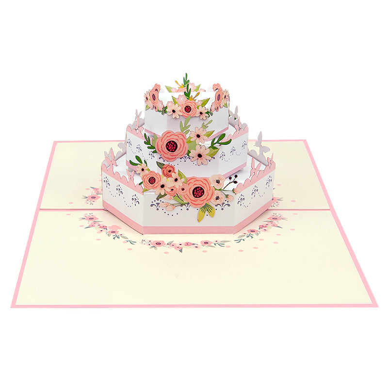 Wedding Cake Pop Up Card Perfect For Wedding Invites, Save The Date, Thank You Cards, Birthday Card, Mothers Day Card, Valentines Day Cards, Anniversary Card