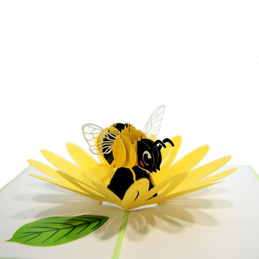 Yellow Bee and Flower Pop Up Card Perfect For Wedding Invites, Save The Date, Thank You Cards, Birthday Card, Mothers Day Card, Valentines Day Cards, Anniversary Card