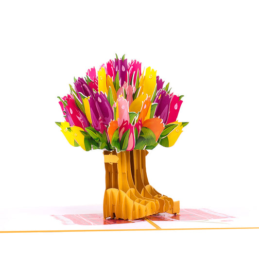 Flower Boot Pop Up Card Perfect For Wedding Invites, Save The Date, Thank You Cards, Birthday Card, Mothers Day Card, Valentines Day Cards, Anniversary Card