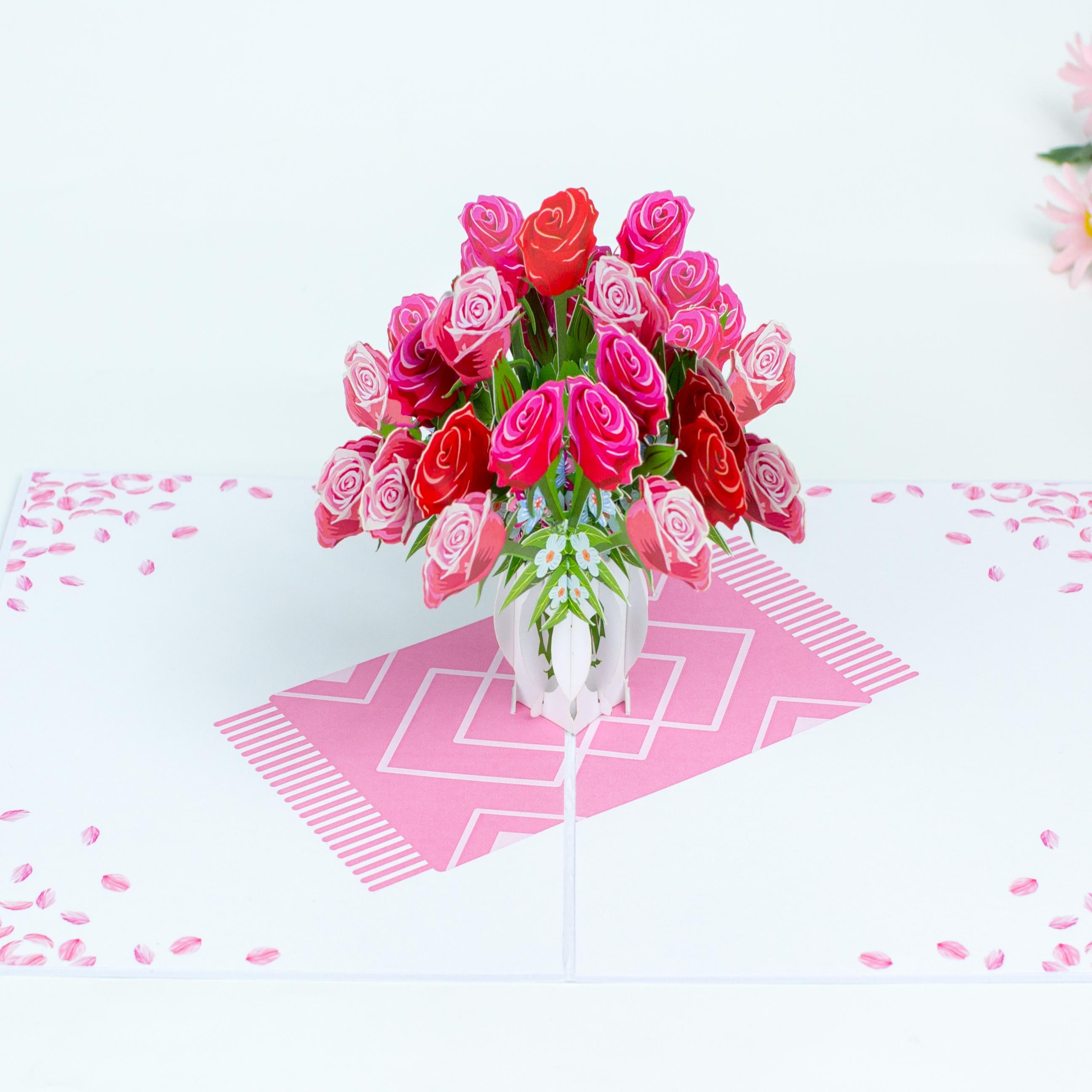 Rose Vase Pop Up Card Perfect For Wedding Invites, Save The Date, Than