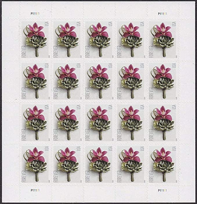 USPS Contemporary Boutonniere Forever First Class Postage Stamp-Total of 100 Stamps