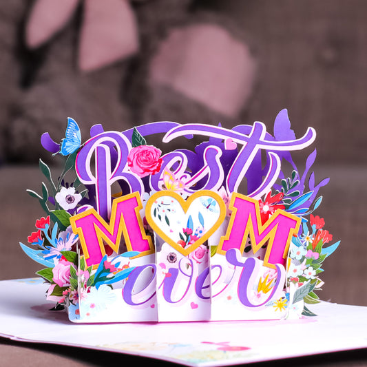 Best Mom Ever Pop Up Card Perfect For Wedding Invites, Save The Date, Thank You Cards, Birthday Card, Mothers Day Card, Valentines Day Cards, Anniversary Card